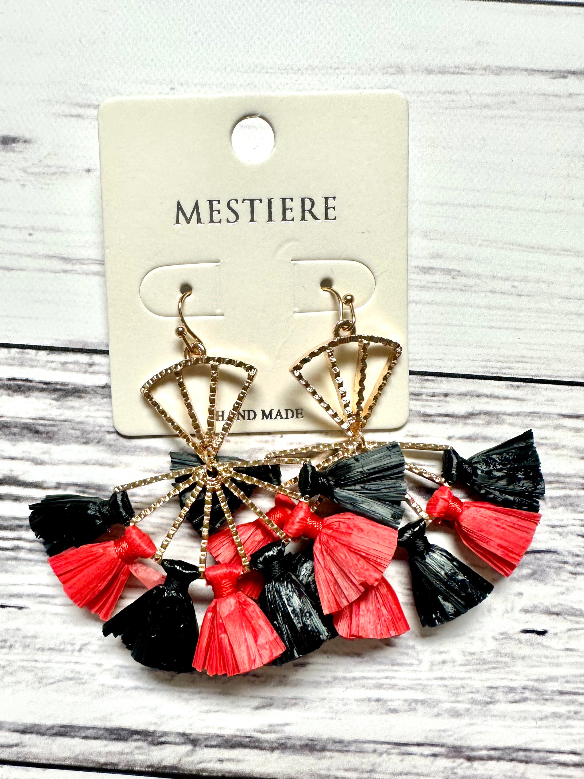 Red Black Tassel Earrings